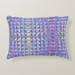Guld, Blå och Lila Iridescent Geometrisk 2 Prydnadskudde