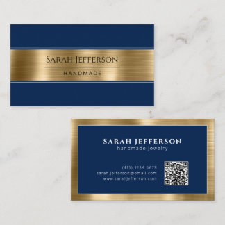 Guld, blå Professionell, Elegant QR, QR Visitkort