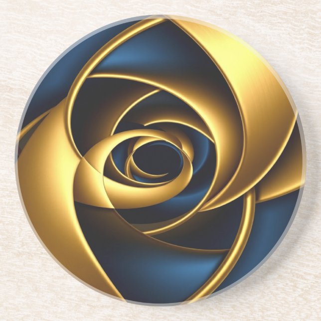 guld blå spiral abstrakt virvelmönster lyx ge underlägg (Framsidan)