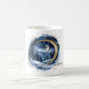 Guld Blå Träd Föreställ Dig Dröm Tro Kaffemugg