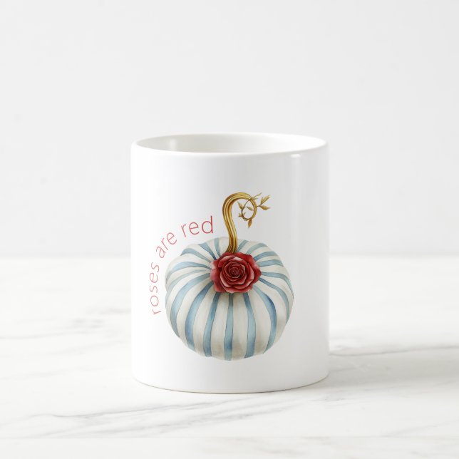 Guld Blå Vita Ränder Röd Ros Pumpa Kaffemugg (Center)