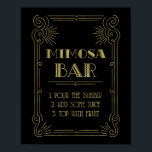 Guld Black 1920-talets Art Deco Mimosa Pub Sign Br Poster<br><div class="desc">Mimosa pub-tecknet poster för bröllop med guld vintage eller ram och art deco stil. Perfekt för bröllop eller möhippor.</div>