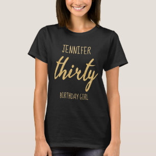 Guld Black 30 Födelsedagsfester Glitter "Trettio" T Shirt