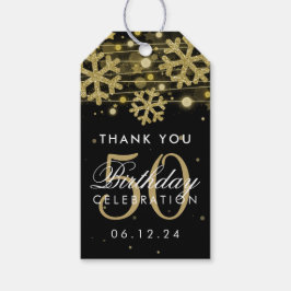 Guld Black 50:e födelsedag Tack Winter Glitter Presentetikett
