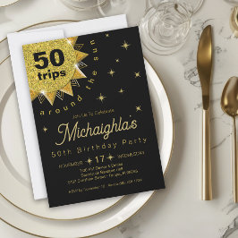 Guld Black 50:e Födelsedagsfesten Inbjudningar