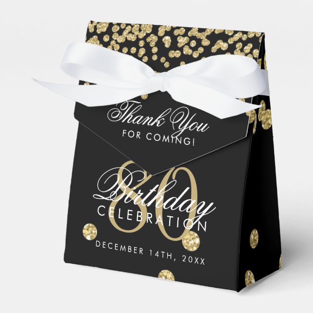Guld Black 80 Birthday Tack Confetti Presentaskar (Framsidan Sidan)