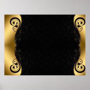 Guld Black Abstrakt Art Poster