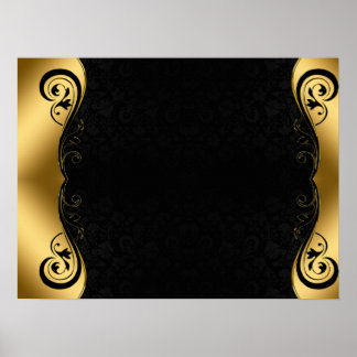 Guld Black Abstrakt Art Poster