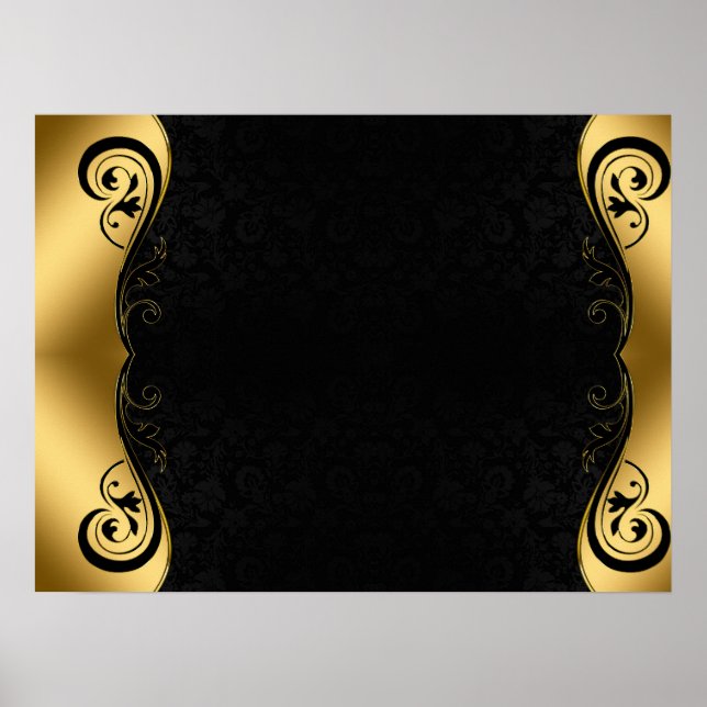 Guld Black Abstrakt Art Poster (Framsidan)
