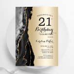 Guld Black Agate 21:a födelsedagen Inbjudningar<br><div class="desc">Svarta och guld agerar på 21:a födelsedag. Elegantens moderna utformning med sten marble geode-bakgrund,  faux glitter guld och typsnitt för typografi. Trendig inbjudan-kortets perfekt för en snyggt kvinnor i firande. Skrivna Zazzle-inbjudningar eller digital utskrivbar mall för omedelbar nedladdning.</div>
