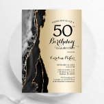 Guld Black Agate 50:e födelsedagen Inbjudningar<br><div class="desc">Svarta och guld agerade 50 födelsedagsfest inbjudan. Elegantens moderna utformning med sten marble geode-bakgrund,  faux glitter guld och typsnitt för typografi. Trendig inbjudan-kortets perfekt för en snyggt kvinnor i firande. Skrivna Zazzle-inbjudningar eller digital utskrivbar mall för omedelbar nedladdning.</div>