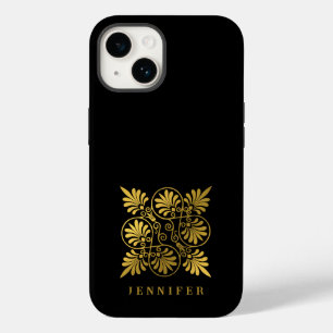 Guld Black Ancient Grekiska Meander Monogram