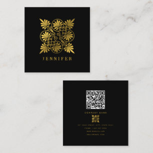 Guld Black Ancient Grekiska Meander Monogram Fyrkantigt Visitkort