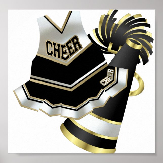 Guld Black and White CheerLedare Poster (Framsidan)