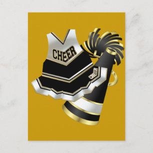 Guld Black and White CheerLedare Vykort