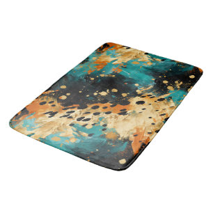 Guld Black Aqua Orange Leopard Abstrakt Badrumsmatta