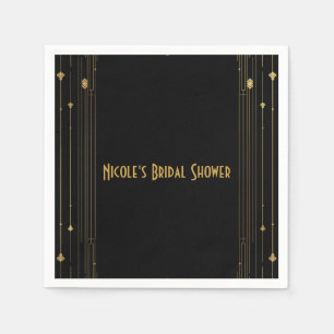 Guld & Black Art Deco Gatsby Roaring 20:s Elegant Pappersservett