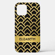 Guld Black Art Deco Geometric Mönster personalize