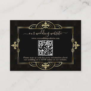 Guld Black Art Deco QR-koden Bröllop Tilläggskort