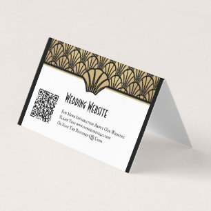 Guld Black Art Deco QR-kodwebbplats Bröllop Visitkort