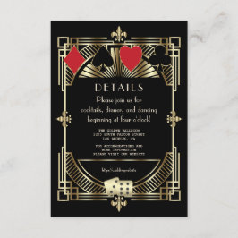 Guld Black Art Deco Roaring 20-talets bröllopsmott Tilläggskort