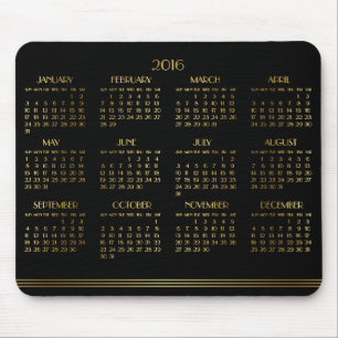Guld Black Art Deco Yarly Calendar 2016 Mousepad Musmatta