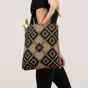 Guld+Black ArtDeco Monogram GeoPattn-V2 Monogram Tygkasse