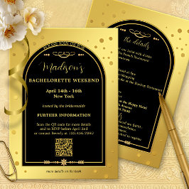 Guld Black Bachelorette Helg Itinerary Inbjudningar