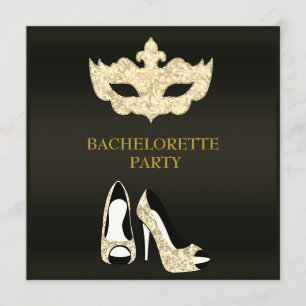 GULD BLACK BACHELORETTE MASQUERADE PARTY INBJUDNINGAR
