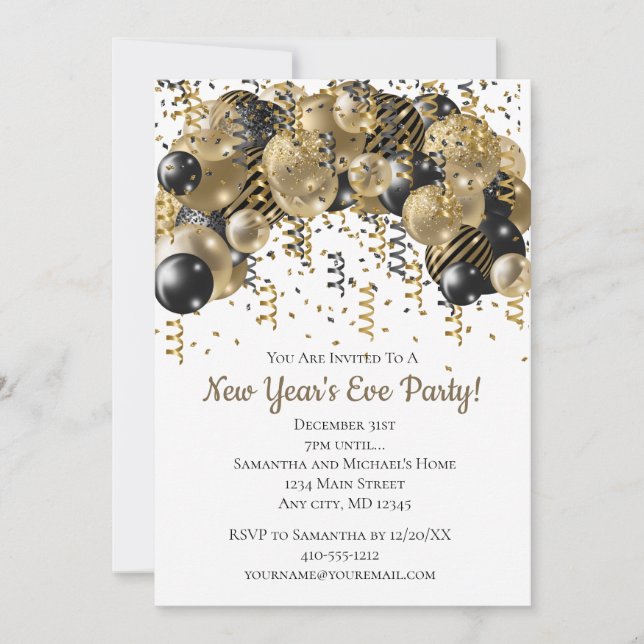 Guld Black Balloi Confetti Nyårsafton Party (Framsida)