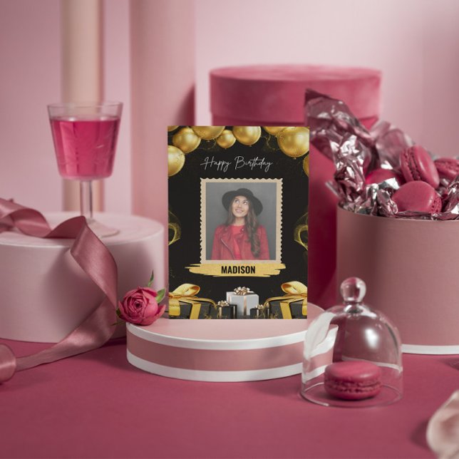 Guld & Black Balloons and Presenter Kort (Skapare uppladdad)