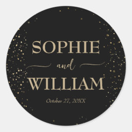 Guld & Black BeSnyt Elegant bröllop Runt Klistermärke