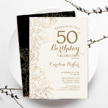 Guld Black Blommigt 50:e Födelsedagsfesten Inbjudningar<br><div class="desc">Svarta Guld-Blommigten 50:e Födelsedagsfest inbjudan. Minimalistisk modern design med botaniska konturaccenter för teckning och typsnitt för typgrafiska skript. Enkel inbjudan-kortsperfekt för trendig för en snyggt kvinna på dagen firande. Kan anpassas till vilken ålder som helst. Skrivna Zazzle-inbjudningar eller digital utskrivbar mall för omedelbar nedladdning.</div>