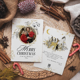 Guld & Black Blommigt andedräkt - jul Julkort