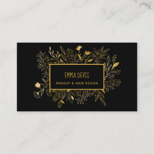 Guld Black Botanic Beauty Salon Hair Möte B Visitkort
