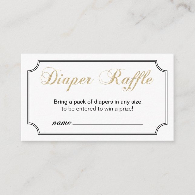 Guld & Black Boy Baby Shower Raffle Biljett Tilläggskort (Framsida)