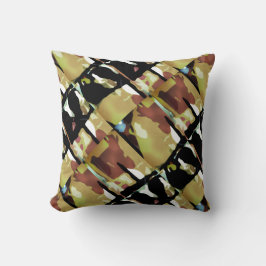 Guld Black Brown Diagonal-Abstrakt - stora plattor Kudde