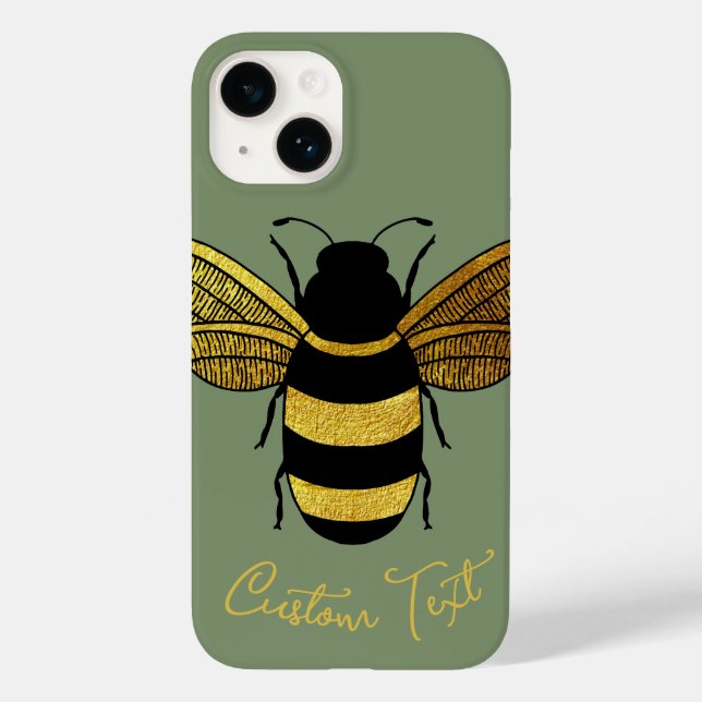 GULD BLACK BUMBLEBEE CALLIGRAPHY TEXT SHINY BEE (Baksida)