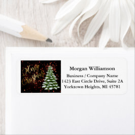 Guld Black Business-juladressetikett Returadress Etikett