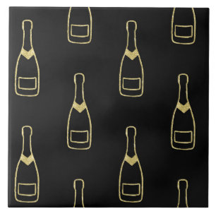 Guld Black Champagne Flaskor Kakelplatta