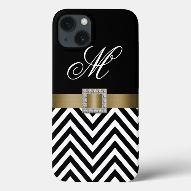 GULD BLACK CHEVRON DIN MONOGRAM (Baksida)