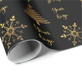 Guld Black Chic Julgran Retail Anpassningsbar Logo Presentpapper