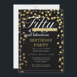 Guld Black Confetti 50 och Fabulous Birthday Inbjudningar<br><div class="desc">Gästerna vet att det här blir en roligt party genom att bara tittar på inbjudan! Den här designen har roligt-typografi,  svart bakgrund och guld-konfekti.</div>