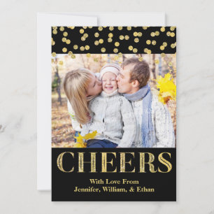 Guld Black Confetti Chef Julfotoport Julkort