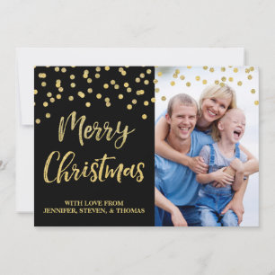 Guld Black Confetti God jul-fotokort Julkort