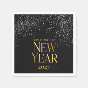 Guld Black Confetti Nyårsafton Party Pappersservett