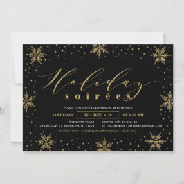 Guld & Black Corporate Helgdag Soiree Party Inbjudningar