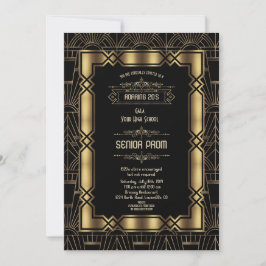 Guld Black Deco Gatsby 1920-talet Stil Senior PROM Inbjudningar