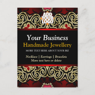 Guld+Black Decorative Jewelry Business Postcard Vykort