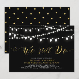 Guld & Black | Den moderna femtionde Bröllop-årsda Inbjudningar